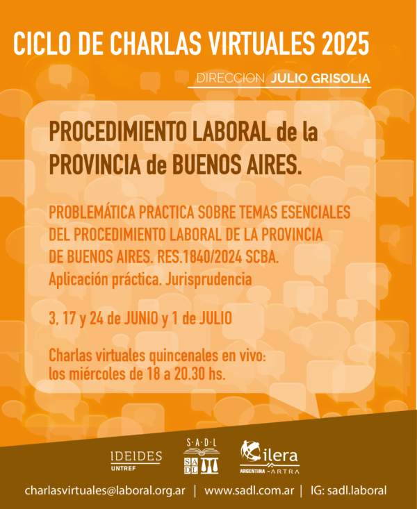 CHARLAS VIRTUALES en PROCEDIMIENTO LABORAL de la PROVINCIA de BUENOS AIRES