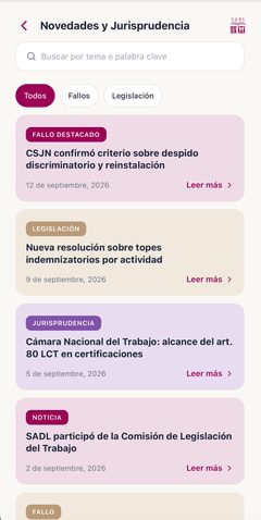 Sección de la app SADL